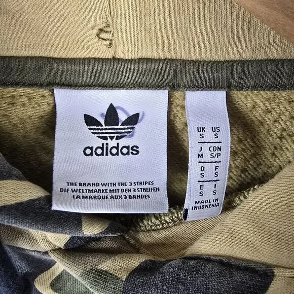 Adidas Camo Fade Hoodie Mens Size Small Trefoil Dip Dyed Grunge Hip Hop Y2K - Picture 5 of 11